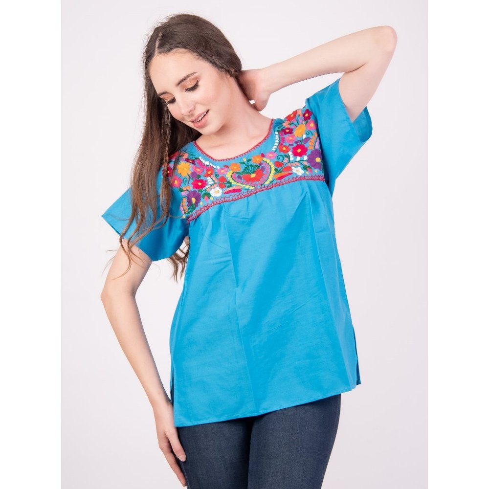 Tehuacan Mexican Blue Blouse